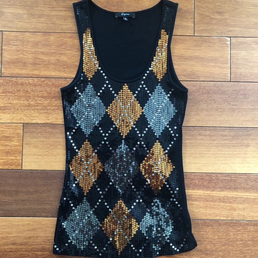 Express fancy sequined tank top